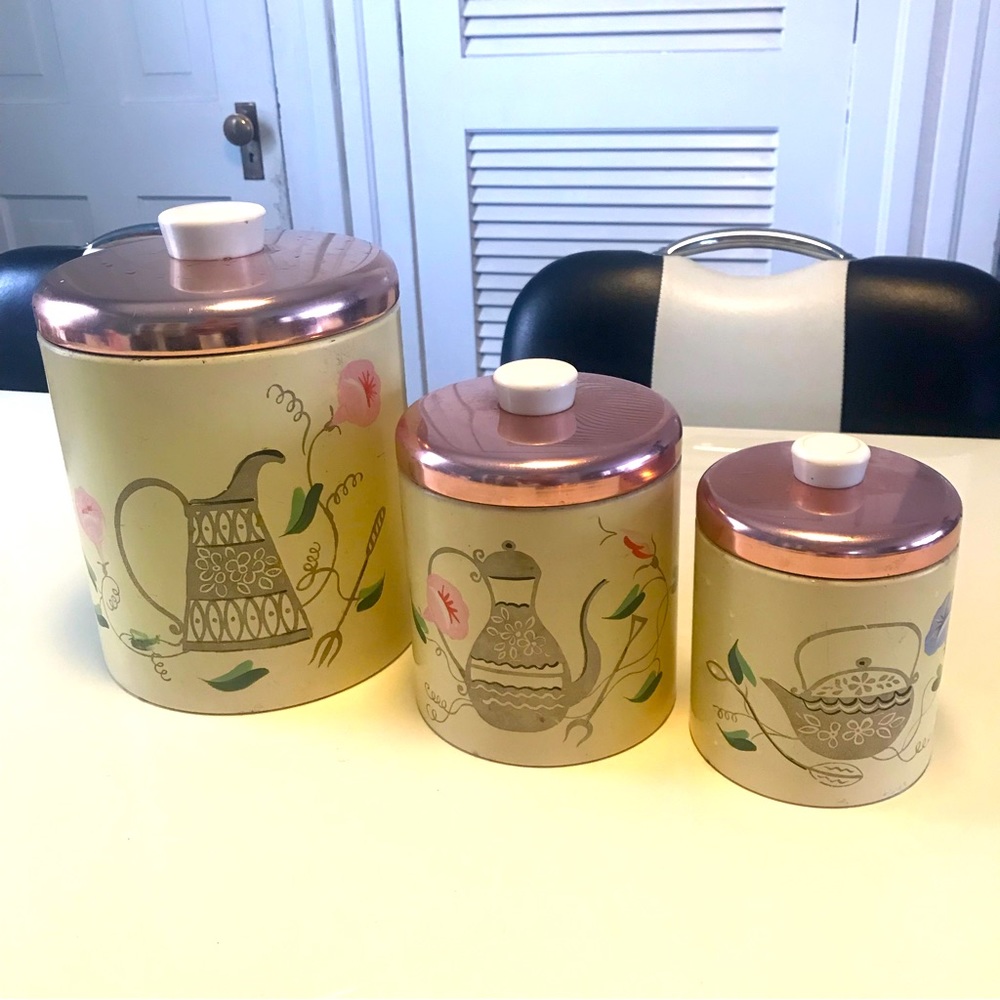 Vintage mcm container canister set Ransburg made in USA mod 1950s 1960s